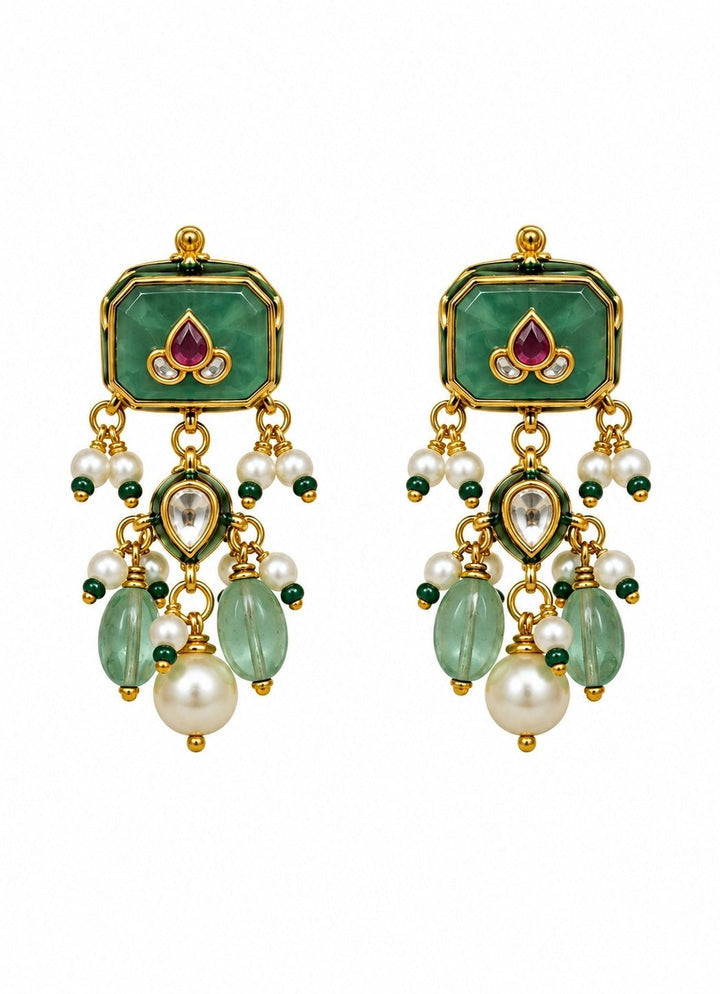 Vivinia By Vidhi Mehra Emerald Beaded Multistone And Kundan Choker SetFabilicious Fashion
