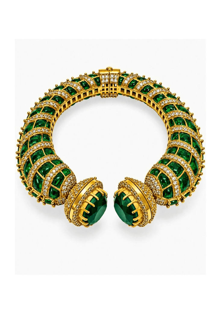 Vivinia By Vidhi Mehra Emerald Cluster Moissanite Polki KadaFabilicious Fashion
