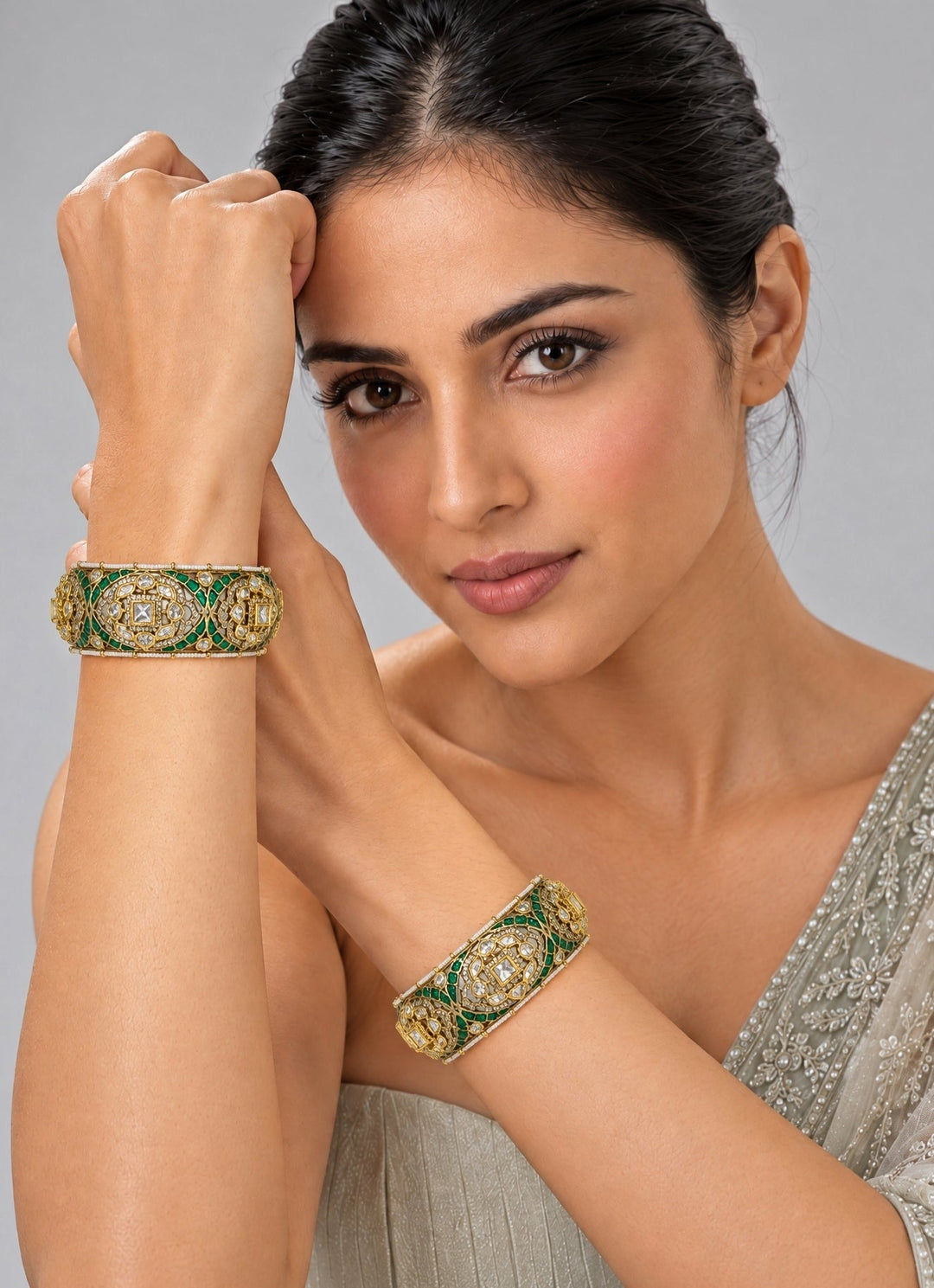 Vivinia By Vidhi Mehra Emerald Crest Moissanite Polki BanglesFabilicious Fashion