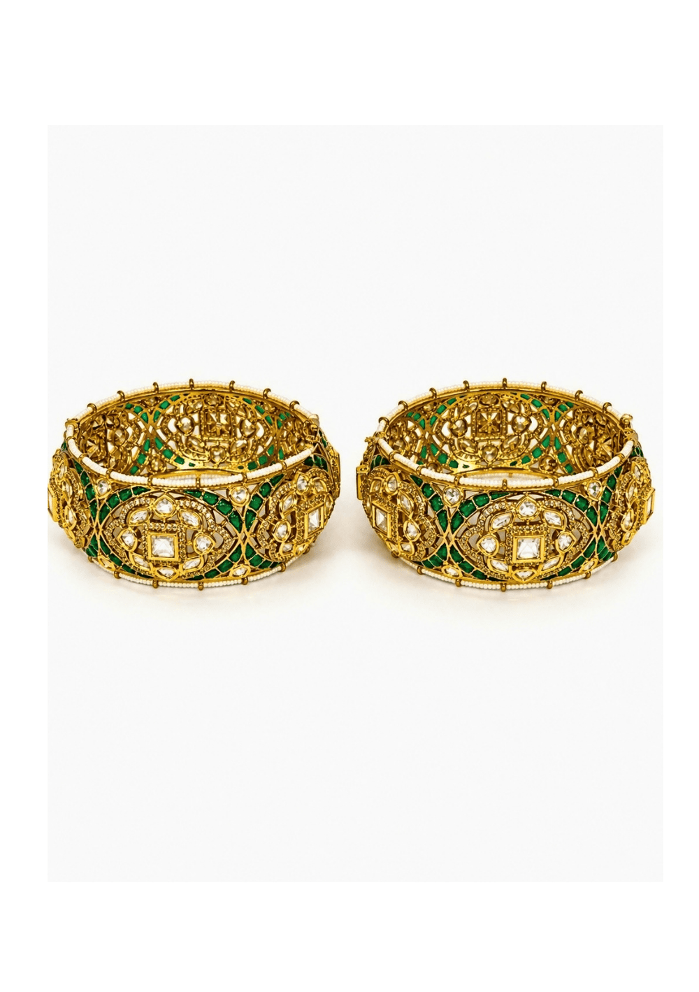 Vivinia By Vidhi Mehra Emerald Crest Moissanite Polki BanglesFabilicious Fashion