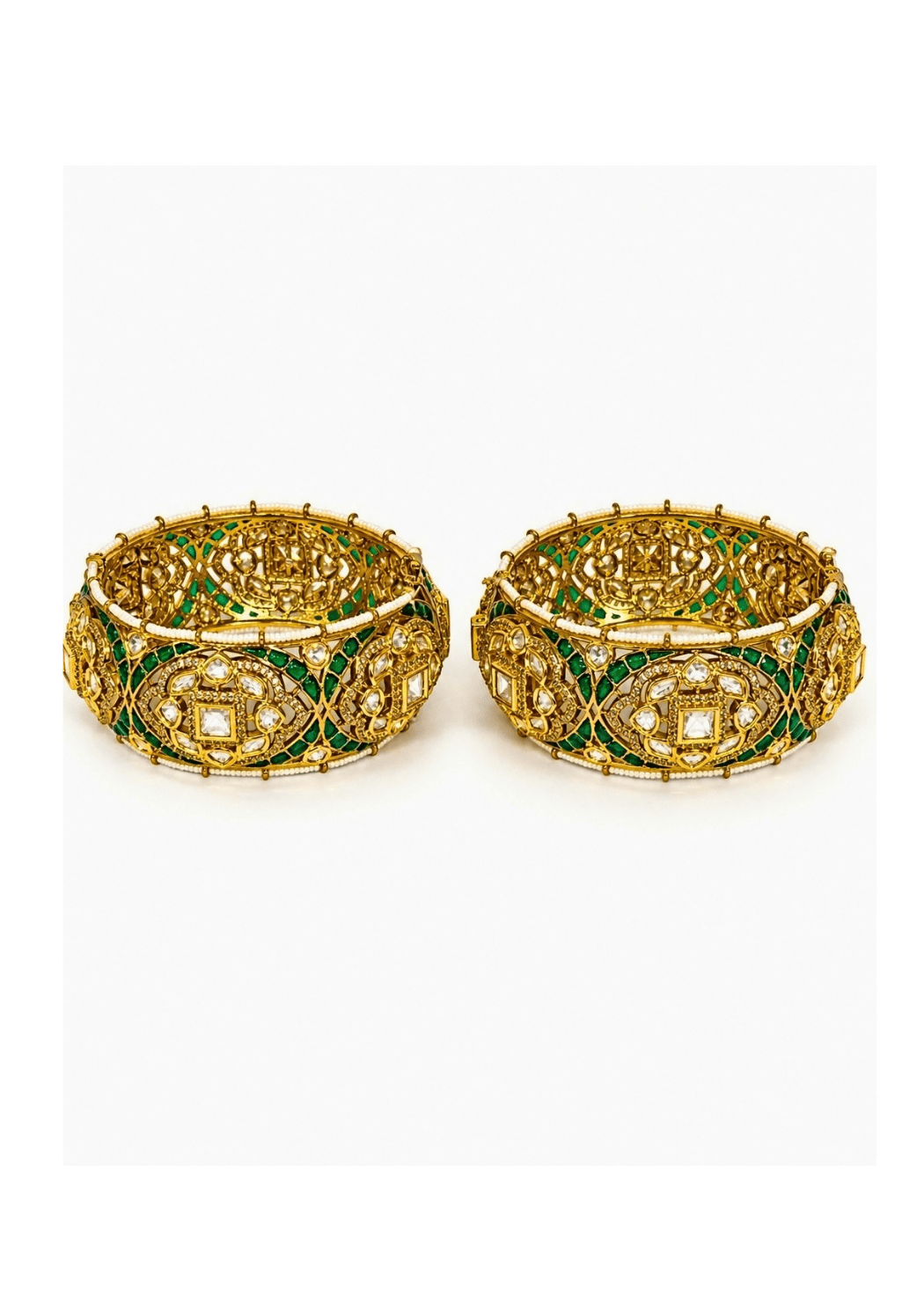 Vivinia By Vidhi Mehra Emerald Crest Moissanite Polki BanglesFabilicious Fashion