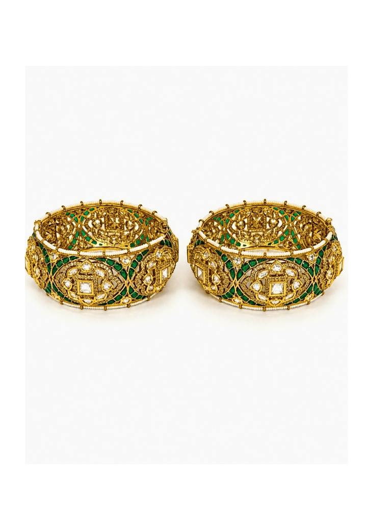 Vivinia By Vidhi Mehra Emerald Crest Moissanite Polki BanglesFabilicious Fashion