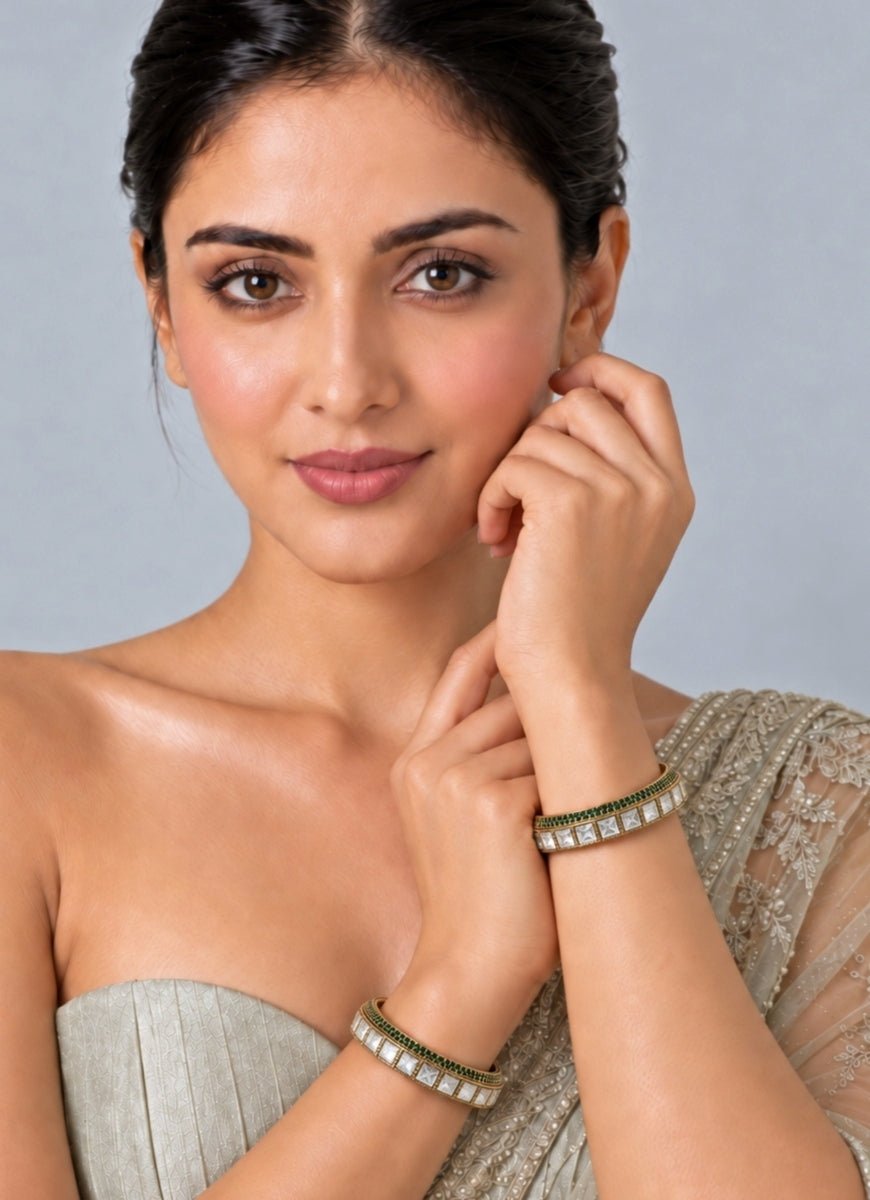 Vivinia By Vidhi Mehra Emerald Edge Moissanite Polki BanglesFabilicious Fashion
