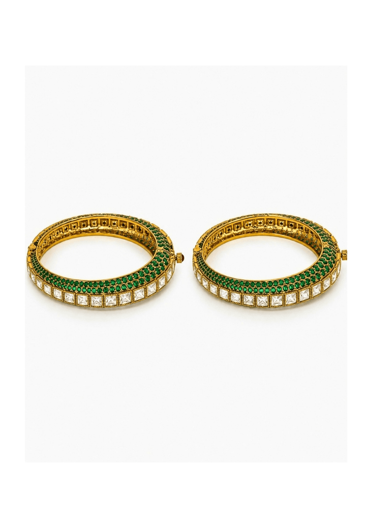Vivinia By Vidhi Mehra Emerald Edge Moissanite Polki BanglesFabilicious Fashion
