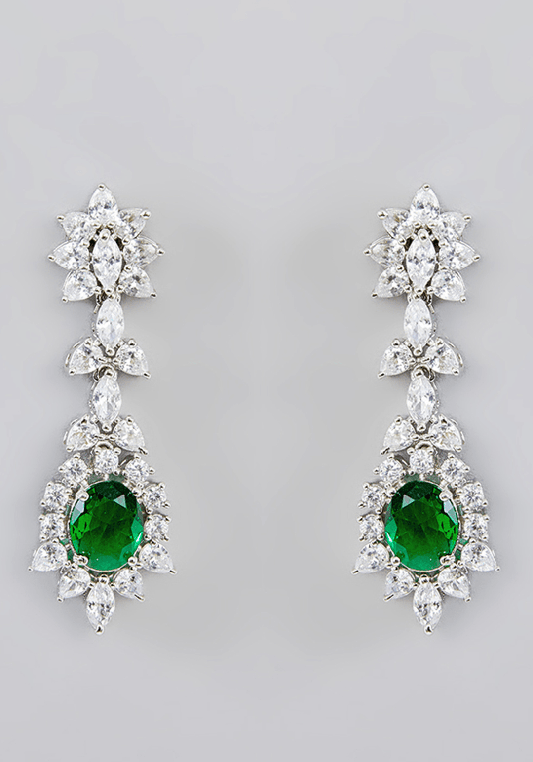 Emerald Green And Faux Diamond Necklace Set Zevar by Geeta - Fabilicious Fashion