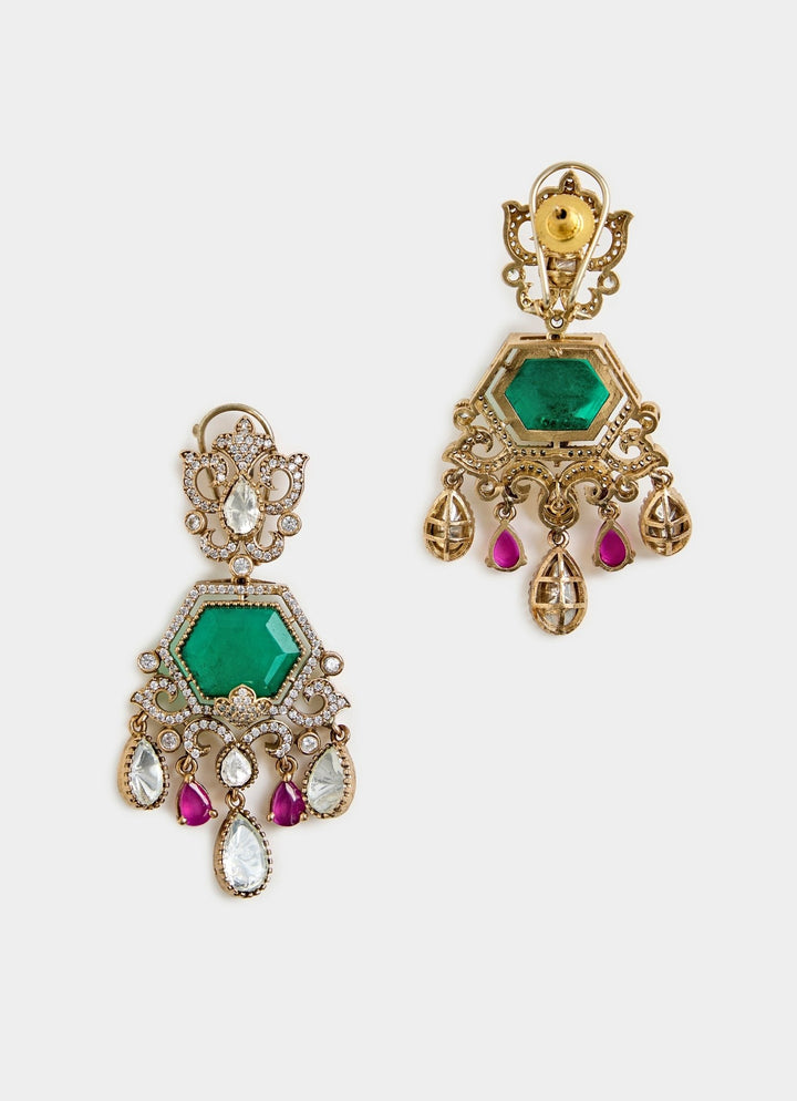 Emerald Green And Pink Kundan Choker Necklace Set Vivinia By Vidhi Mehra - Fabilicious Fashion