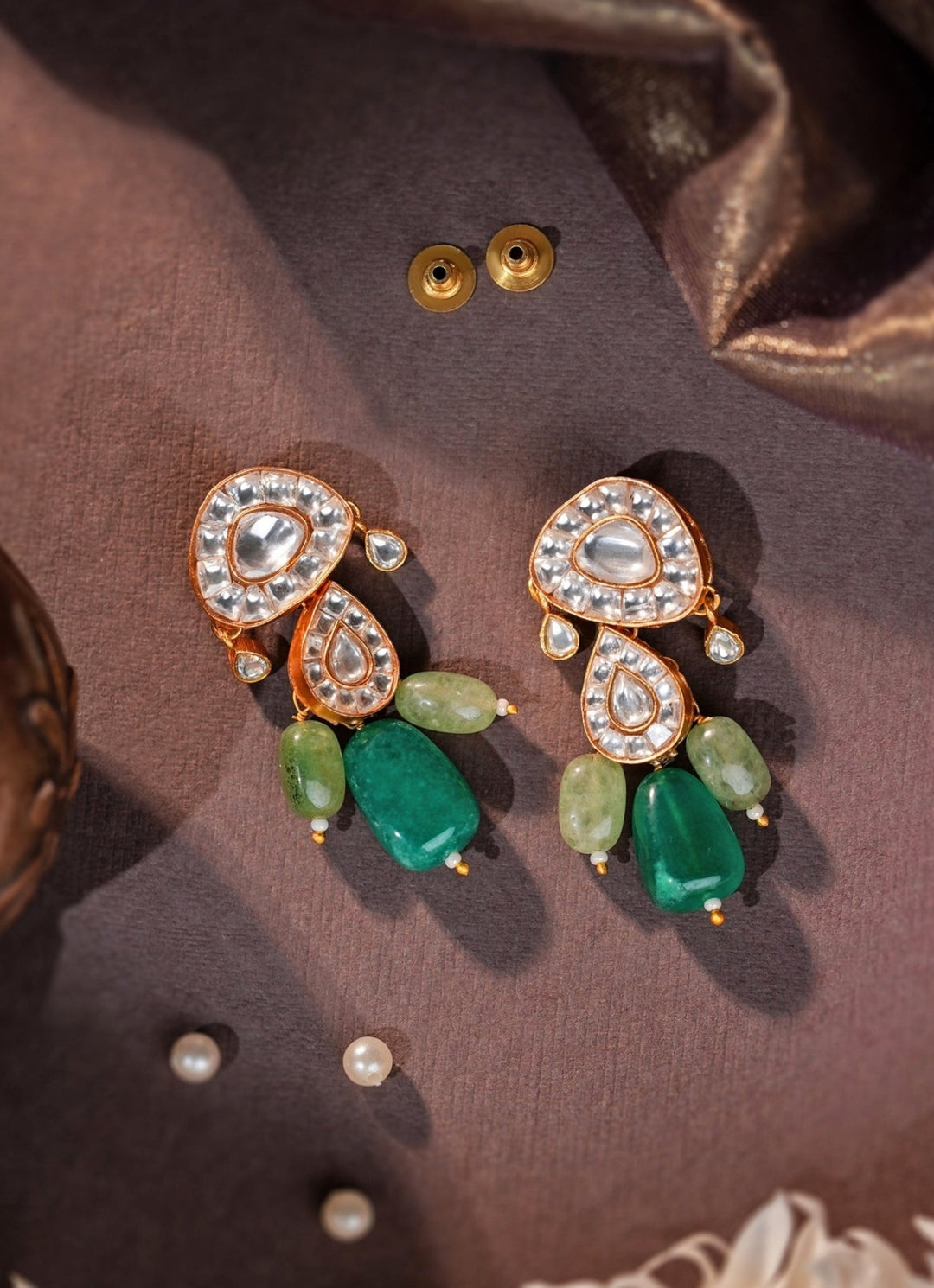 Emerald Green Beaded Matte Gold Plated Choker Set Riana Jewellery - Fabilicious Fashion
