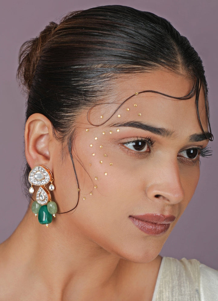Emerald Green Beaded Matte Gold Plated Choker Set Riana Jewellery - Fabilicious Fashion