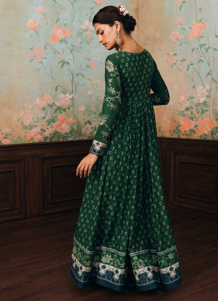 Paulmi and Harsh Emerald Green Cotton Silk Anarkali SetFabilicious Fashion