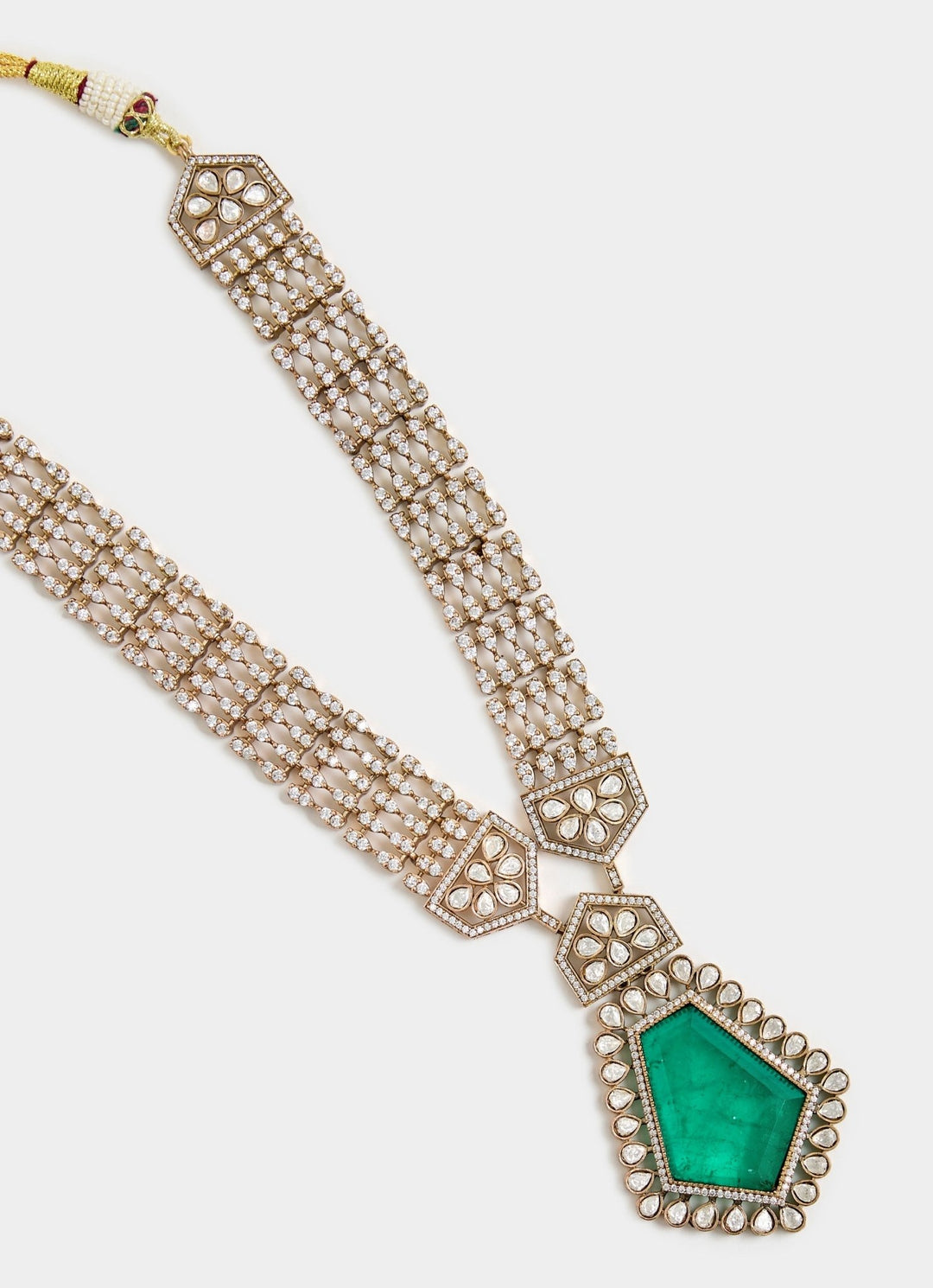 Emerald Green Drop Kundan Necklace Set Vivinia By Vidhi Mehra - Fabilicious Fashion