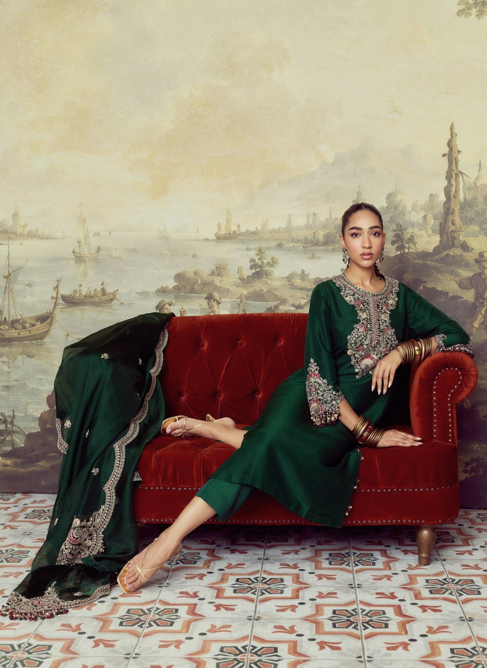 Prisho Emerald Green Dupion Silk Kurta Pants SetFabilicious Fashion