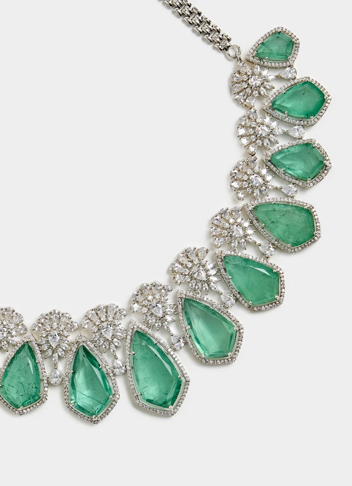 Emerald Green Elegance Necklace Set Vivinia By Vidhi Mehra - Fabilicious Fashion