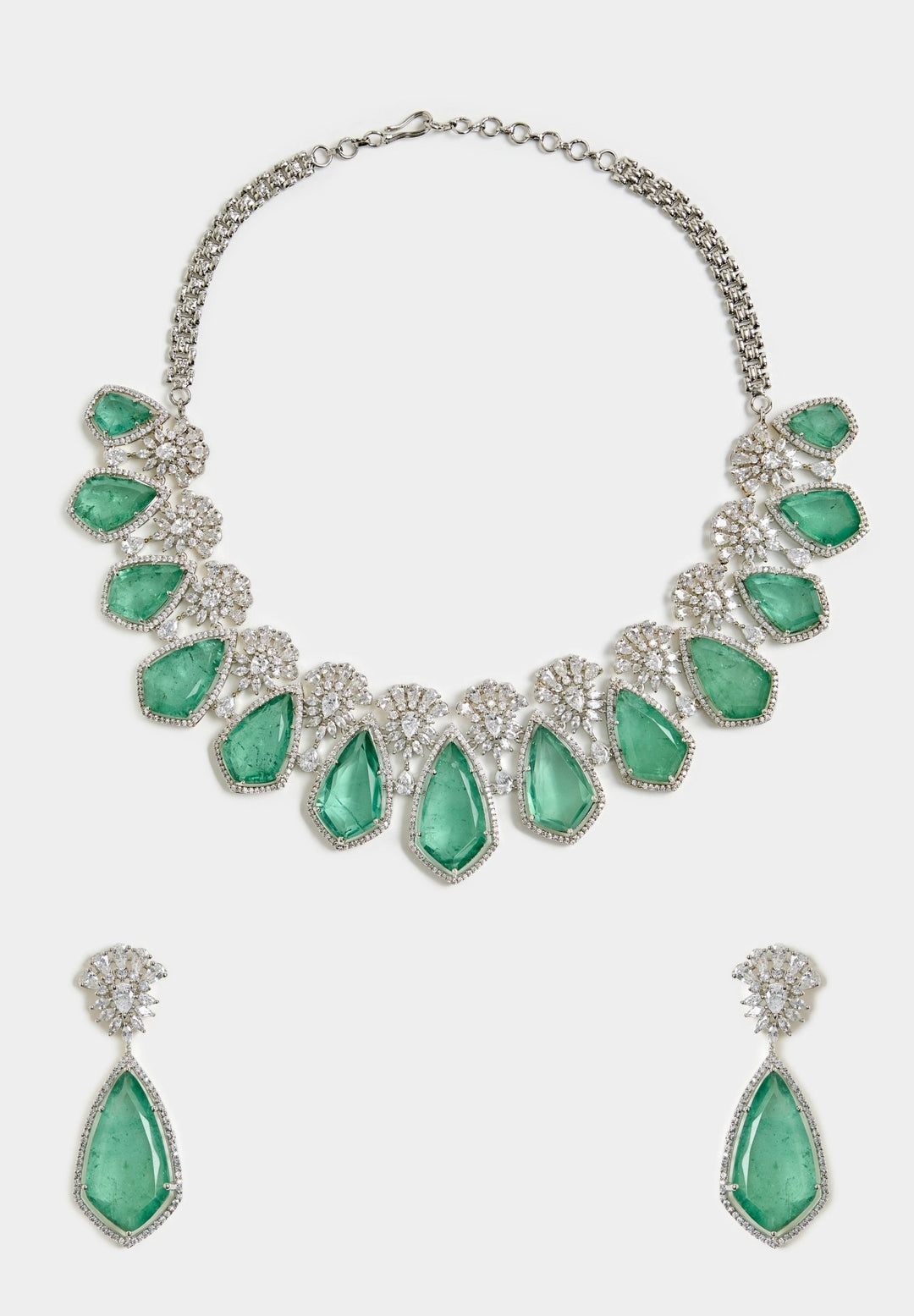 Emerald Green Elegance Necklace Set Vivinia By Vidhi Mehra - Fabilicious Fashion