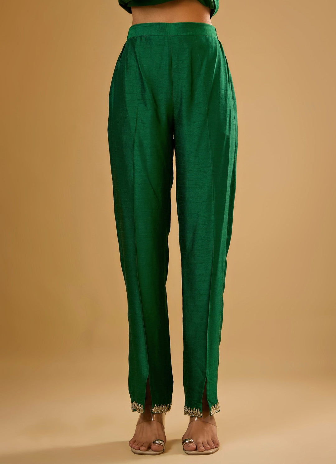 Emerald Green Embroidered Kurta Pants Set Renee Label - Fabilicious Fashion