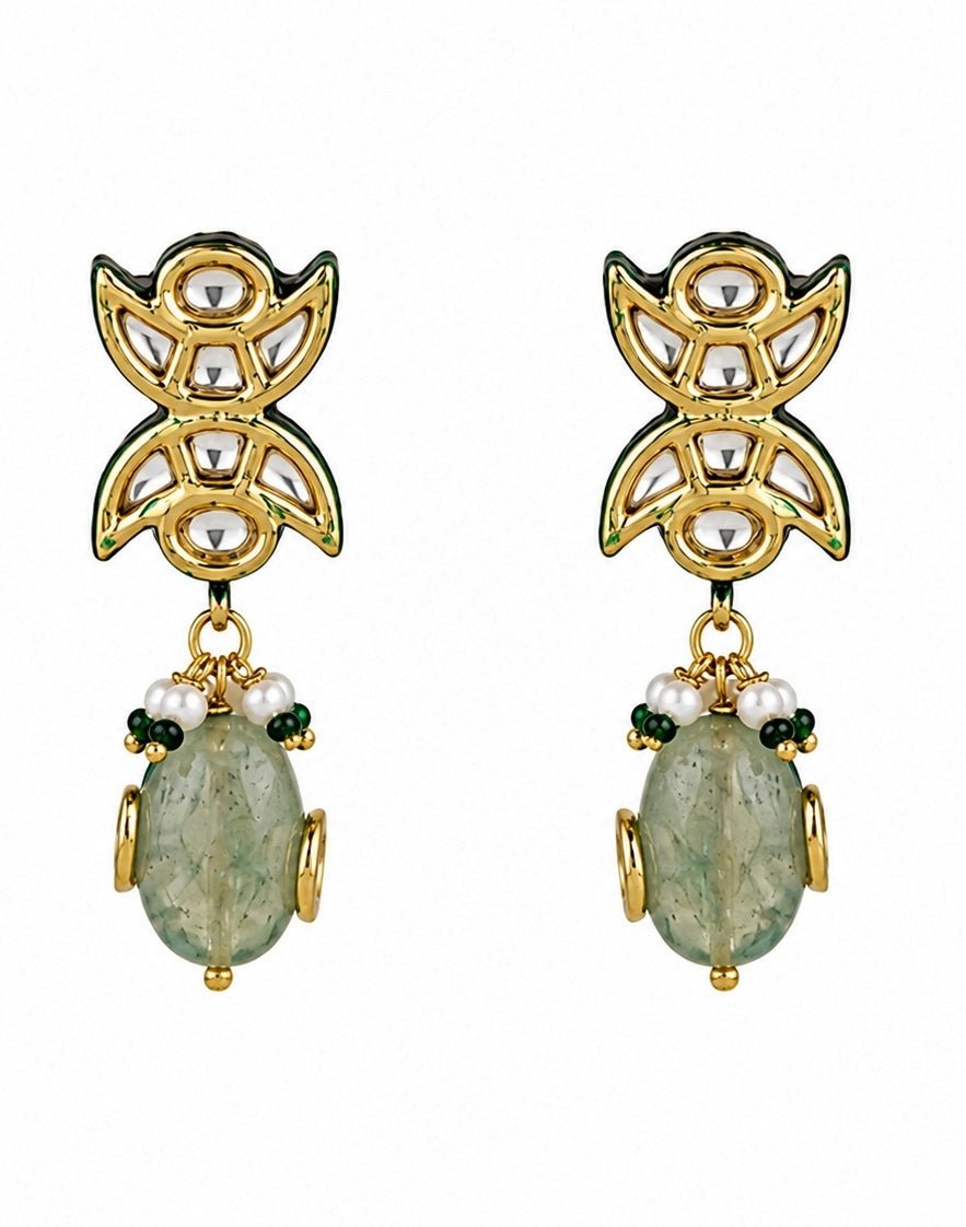 Vivinia by Vidhi Mehra Emerald Green Floral Gemstone Choker SetFabilicious Fashion