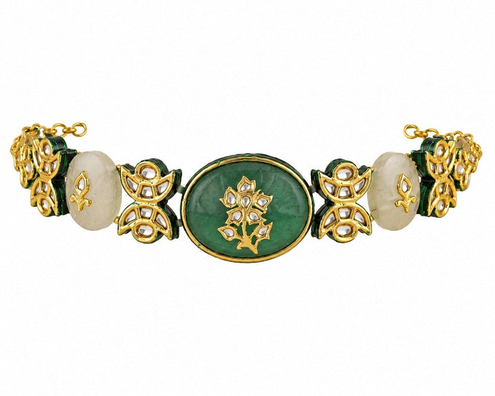 Vivinia by Vidhi Mehra Emerald Green Floral Gemstone Choker SetFabilicious Fashion