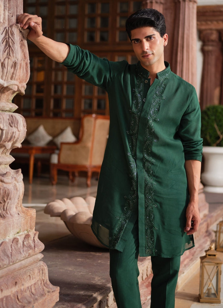 Darzi House Emerald Green Georgette Kurta SetFabilicious Fashion