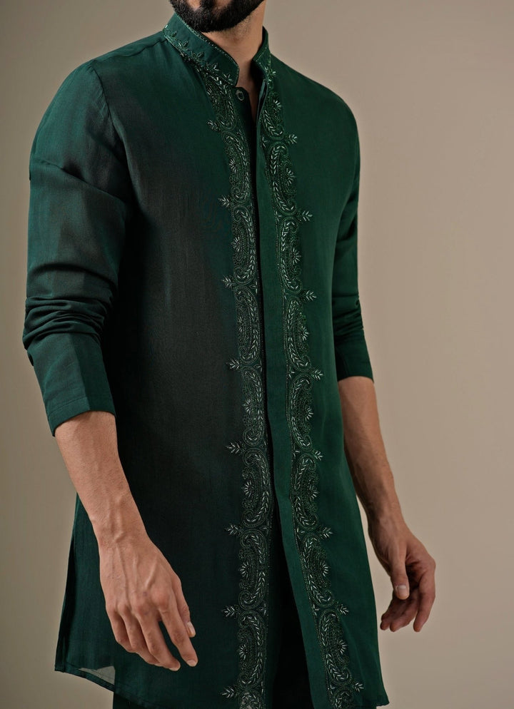 Darzi House Emerald Green Georgette Kurta SetFabilicious Fashion