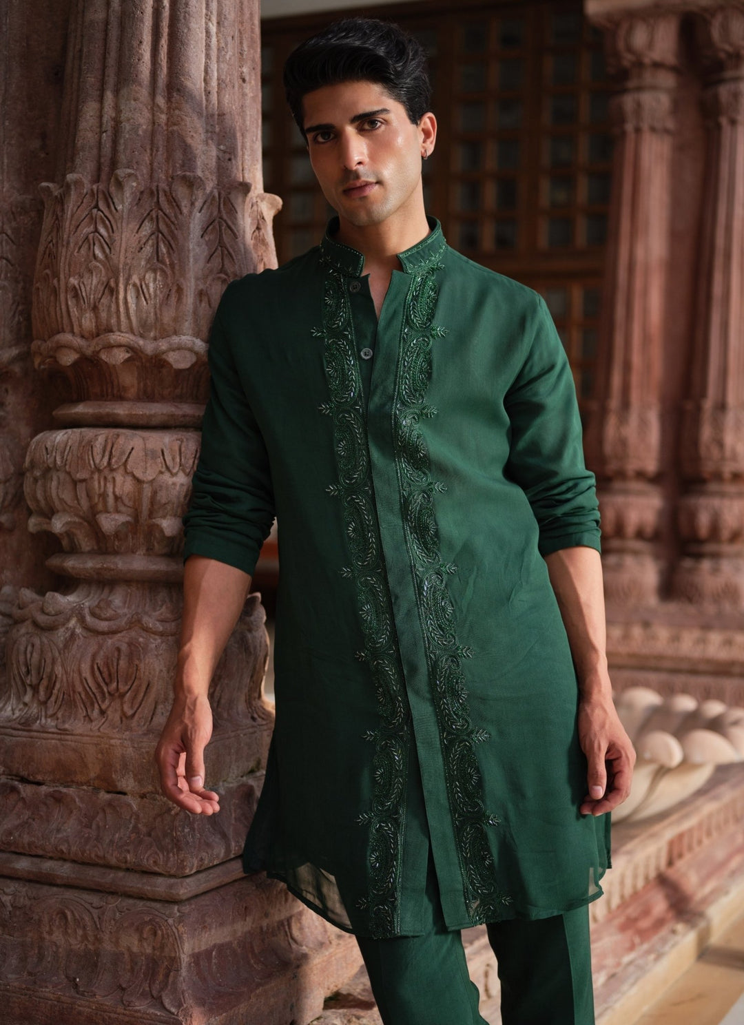 Darzi House Emerald Green Georgette Kurta SetFabilicious Fashion