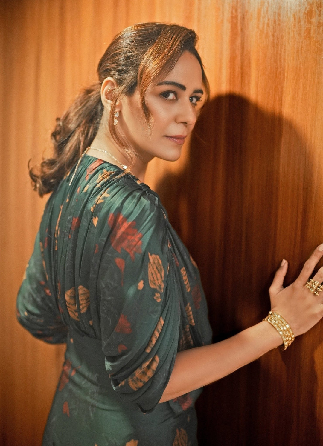 Studio Surbhi Emerald Green Georgette Satin Kaftan GownFabilicious Fashion