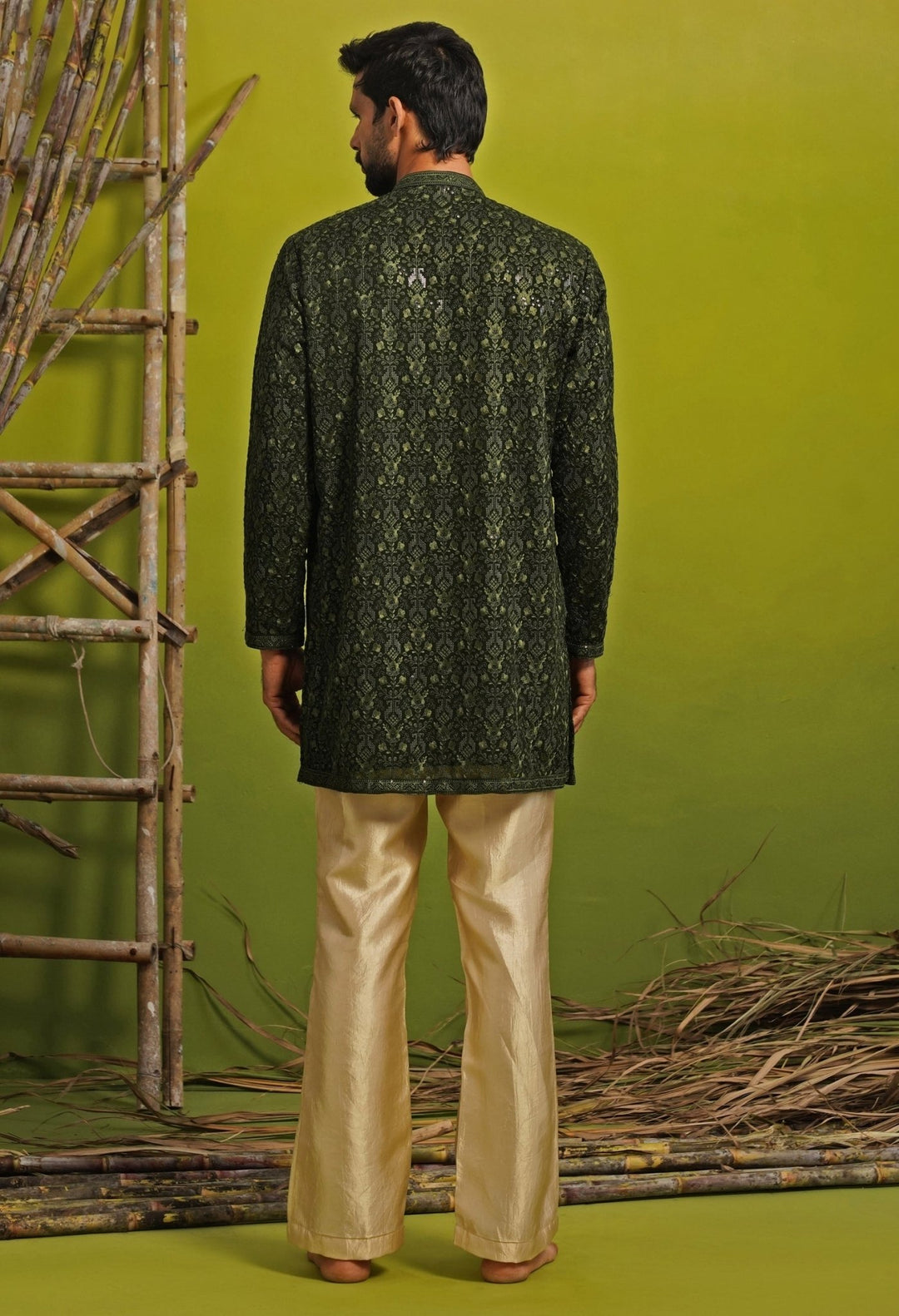Emerald Green Georgette Short Kurta Set Kalpraag - Fabilicious Fashion