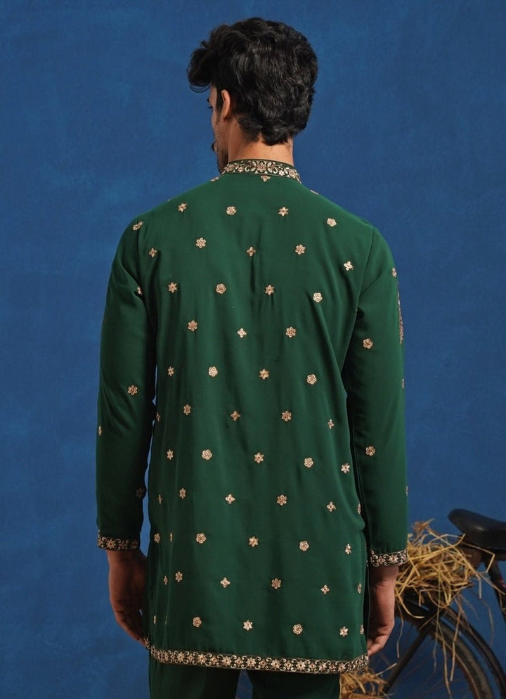 Emerald Green Georgette Short Kurta Set Kalpraag - Fabilicious Fashion