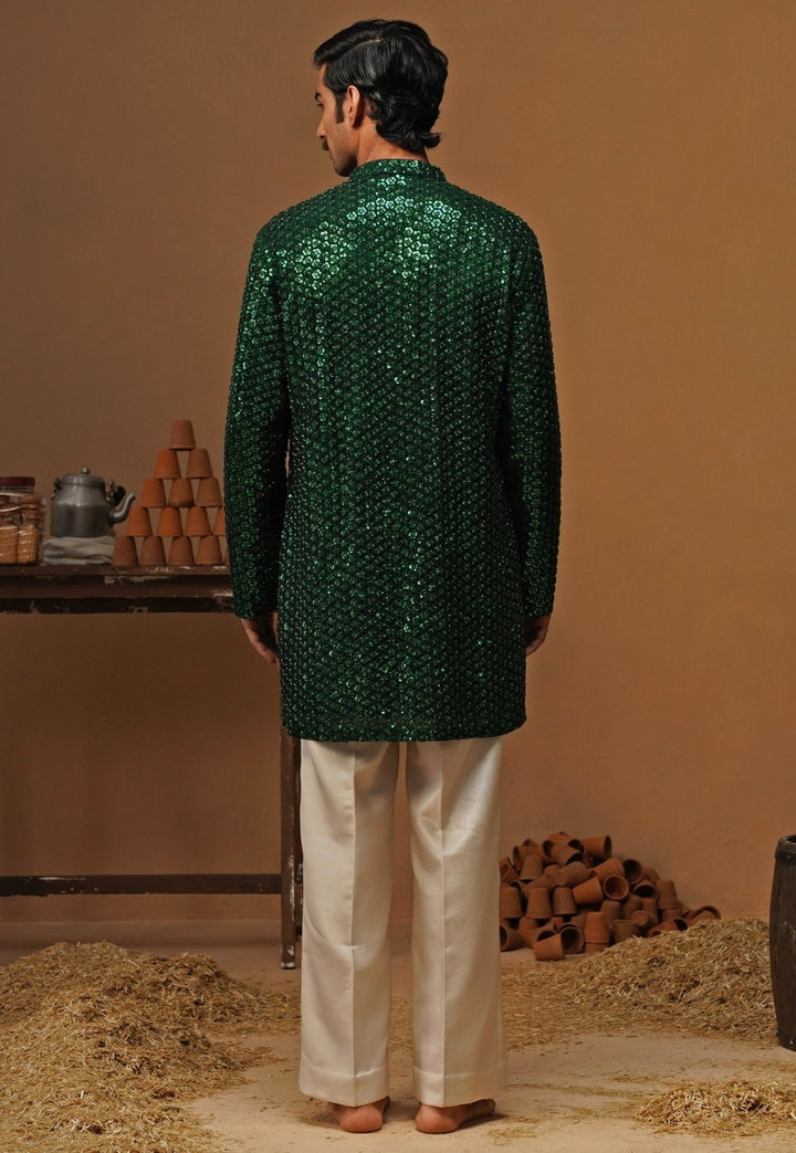 Kalpraag Emerald Green Georgette Short Kurta SetFabilicious Fashion