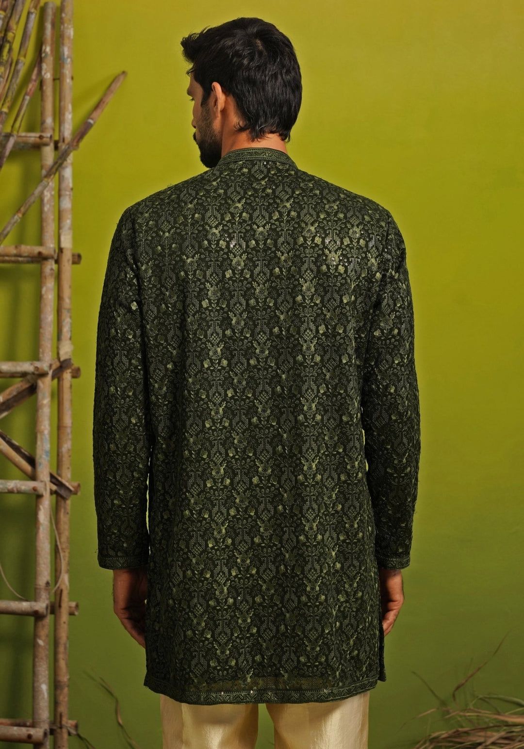 Emerald Green Georgette Short Kurta Set Kalpraag - Fabilicious Fashion