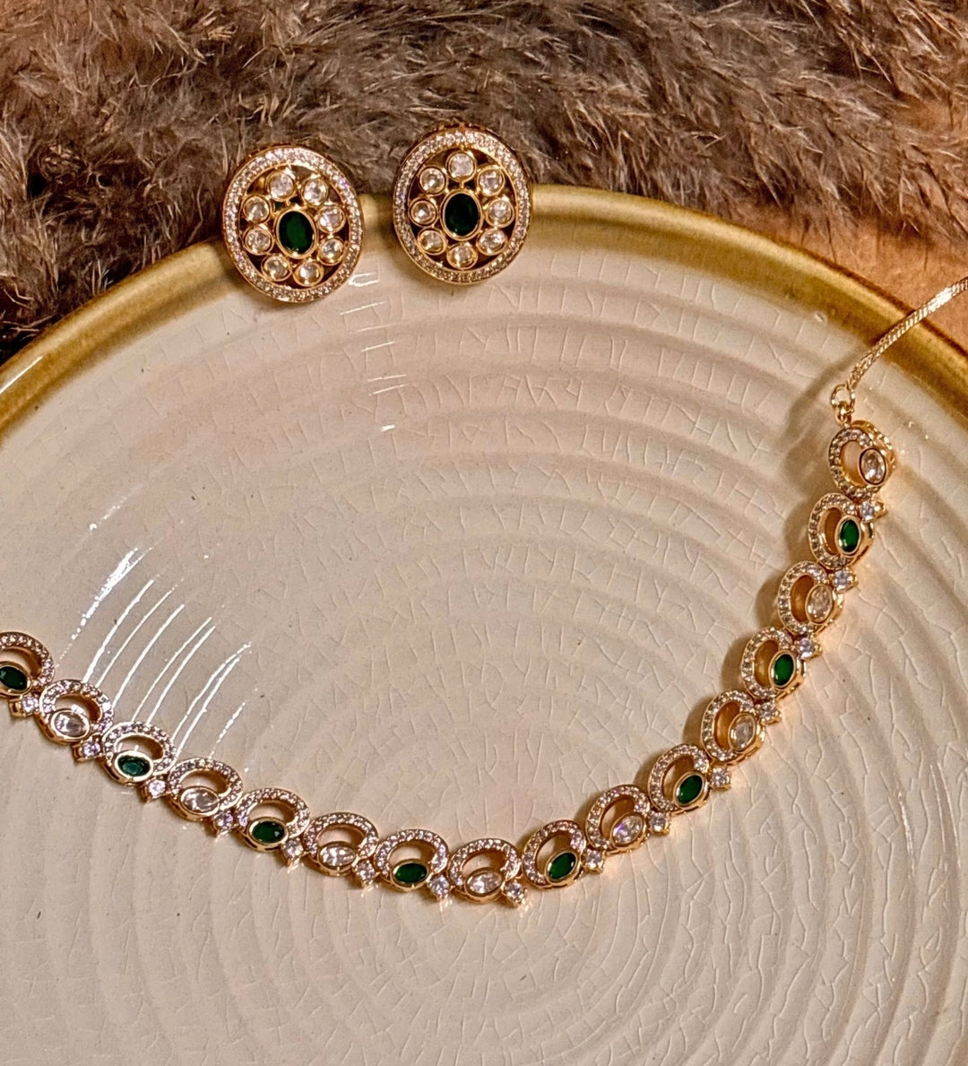 Naymee Emerald Green Kundan Choker SetFabilicious Fashion