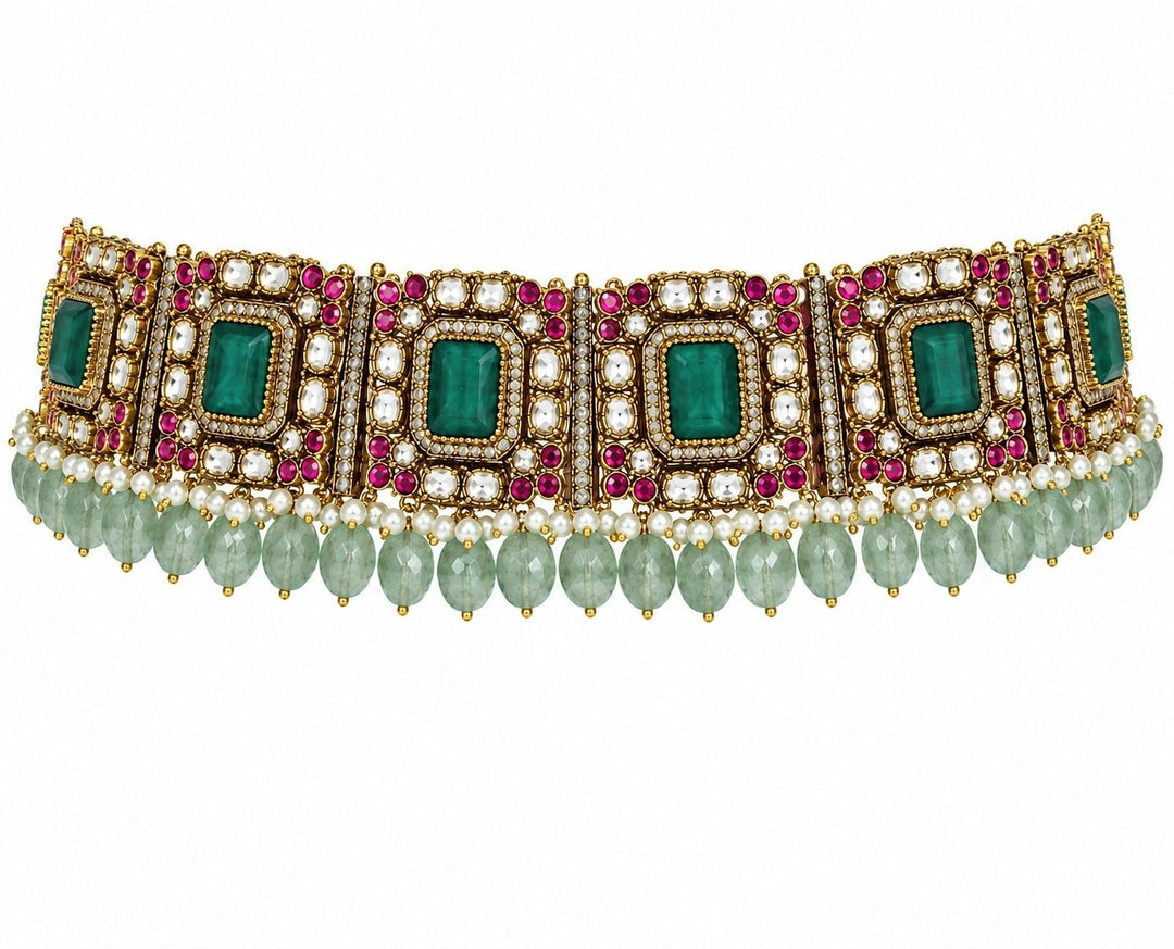 Vivinia by Vidhi Mehra Emerald Green Kundan Choker SetFabilicious Fashion