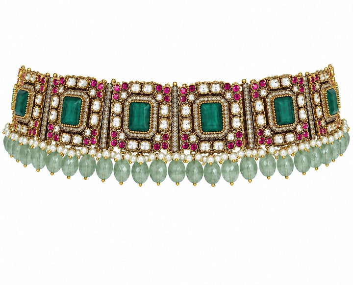 Vivinia by Vidhi Mehra Emerald Green Kundan Choker SetFabilicious Fashion