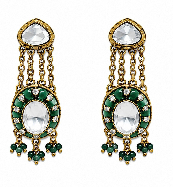 Vivinia by Vidhi Mehra Emerald Green Kundan Layered Necklace SetFabilicious Fashion