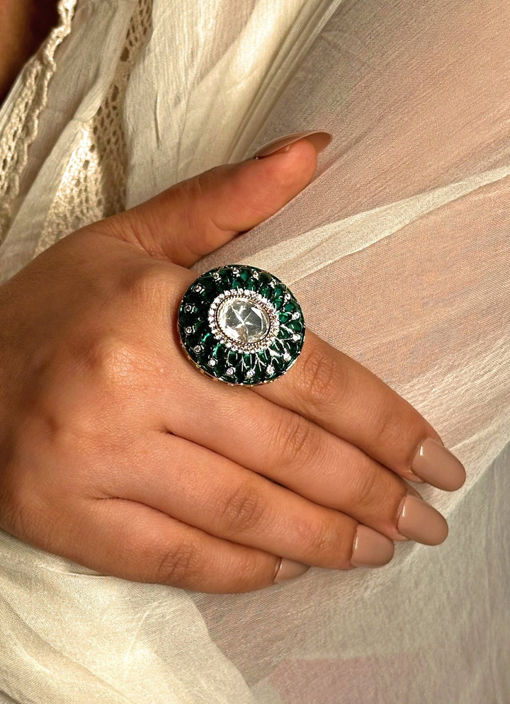 Naymee Emerald Green Kundan RingFabilicious Fashion
