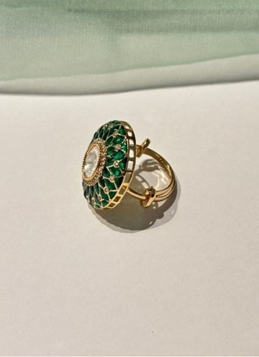 Naymee Emerald Green Kundan RingFabilicious Fashion