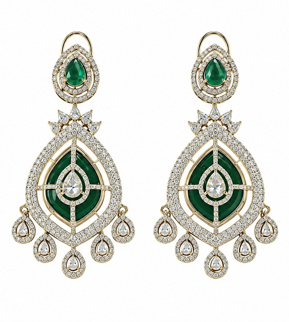 Vivinia by Vidhi Mehra Emerald Green Layered Statement Necklace SetFabilicious Fashion