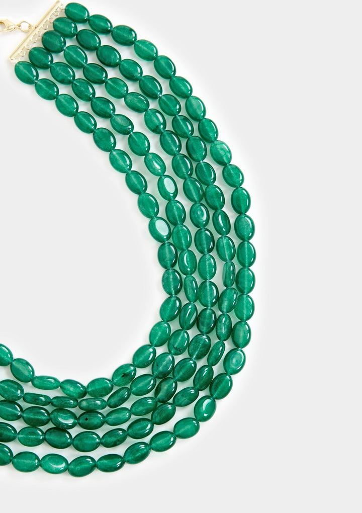 Emerald Green Layered Statement Necklace Vivinia By Vidhi Mehra - Fabilicious Fashion