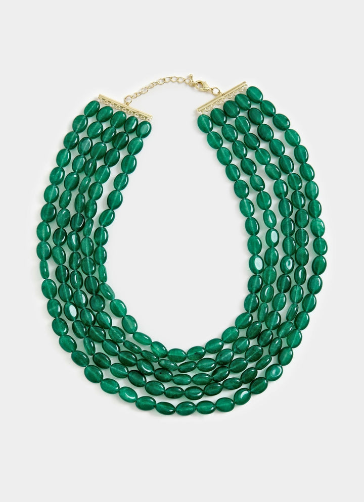 Emerald Green Layered Statement Necklace Vivinia By Vidhi Mehra - Fabilicious Fashion