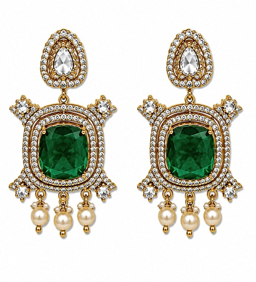 Vivinia By Vidhi Mehra Emerald Green Moissanite Pearl Choker SetFabilicious Fashion