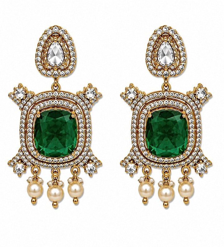Vivinia By Vidhi Mehra Emerald Green Moissanite Pearl Choker SetFabilicious Fashion