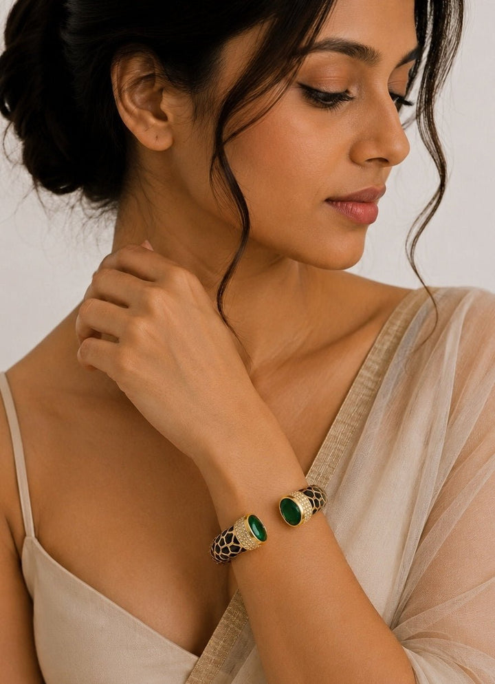 Vivinia By Vidhi Mehra Emerald Green Noir Enamel KadaFabilicious Fashion