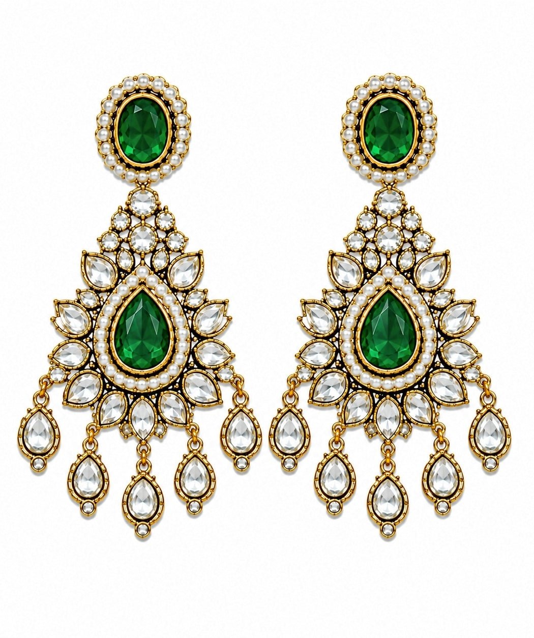Vivinia By Vidhi Mehra Emerald Green Polki Bridal Necklace SetFabilicious Fashion