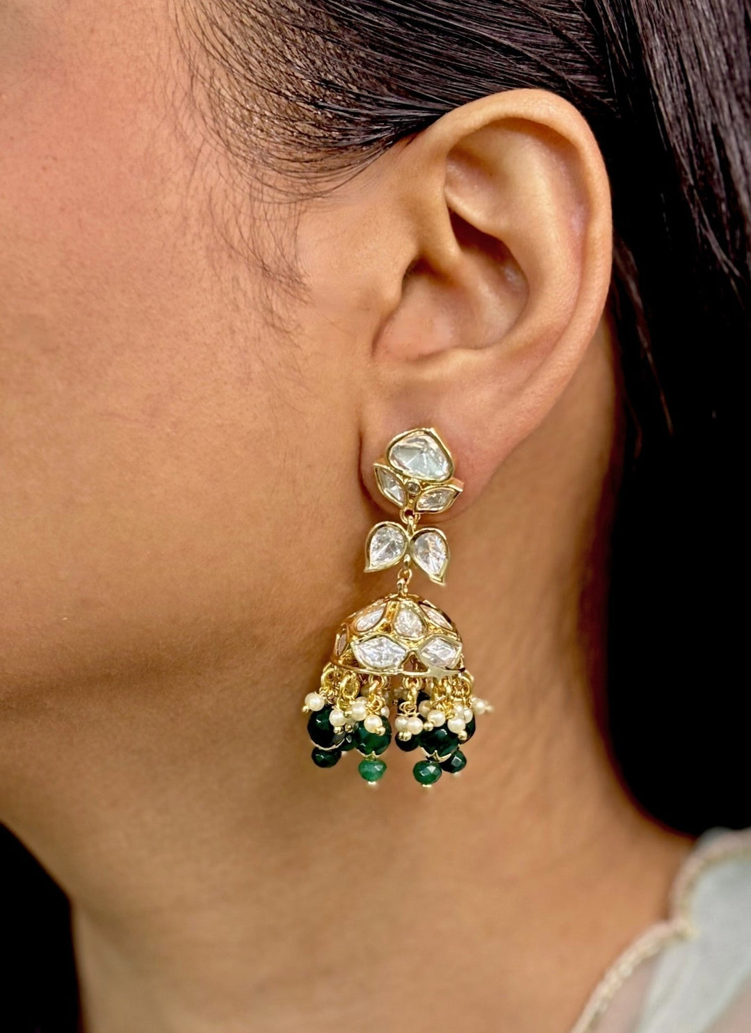 Naymee Emerald Green Polki JhumkaFabilicious Fashion