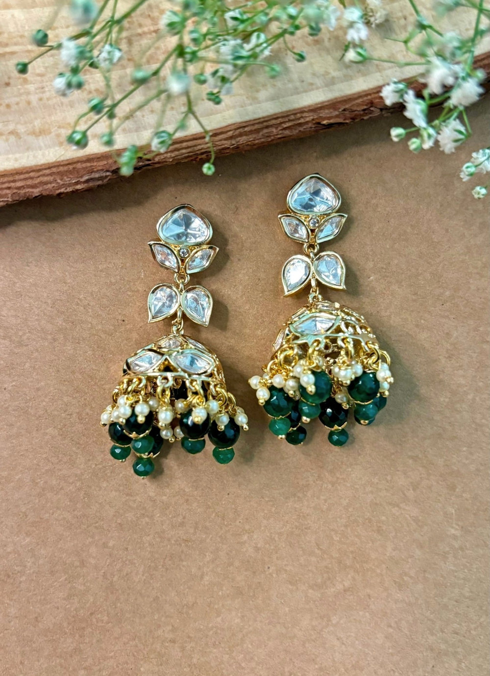 Naymee Emerald Green Polki JhumkaFabilicious Fashion