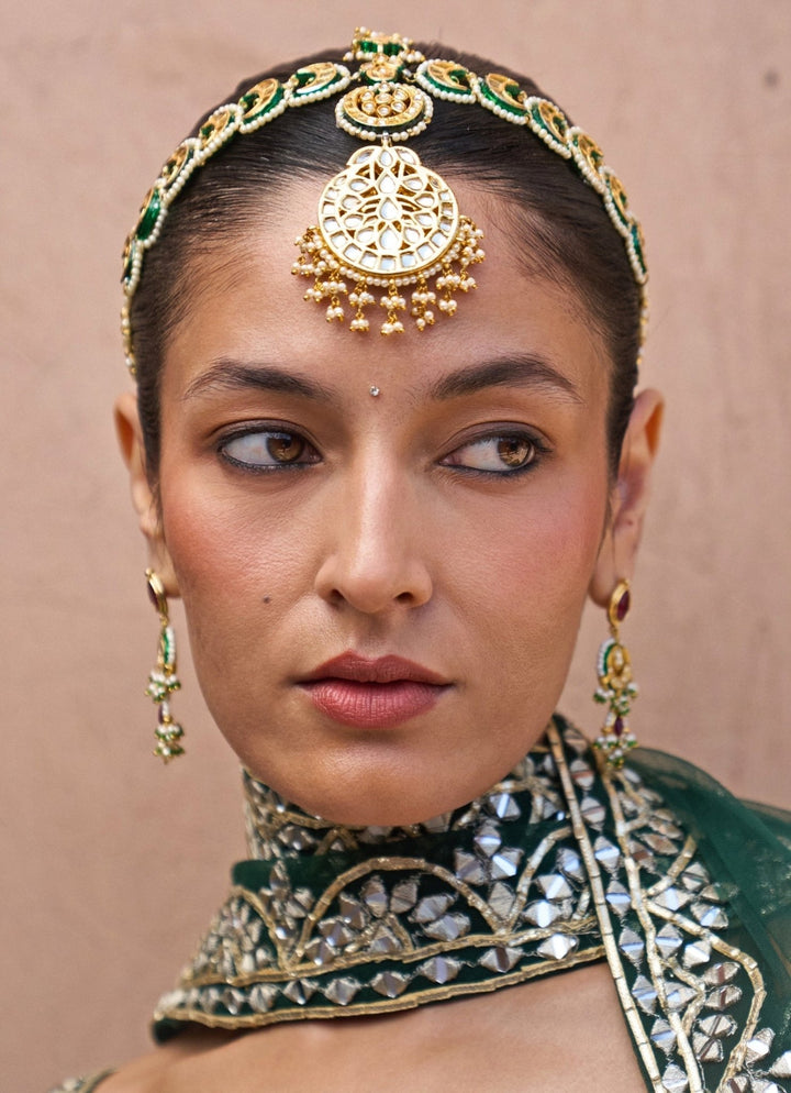 Angad Singh Emerald Green Raw Silk Lehenga SetFabilicious Fashion