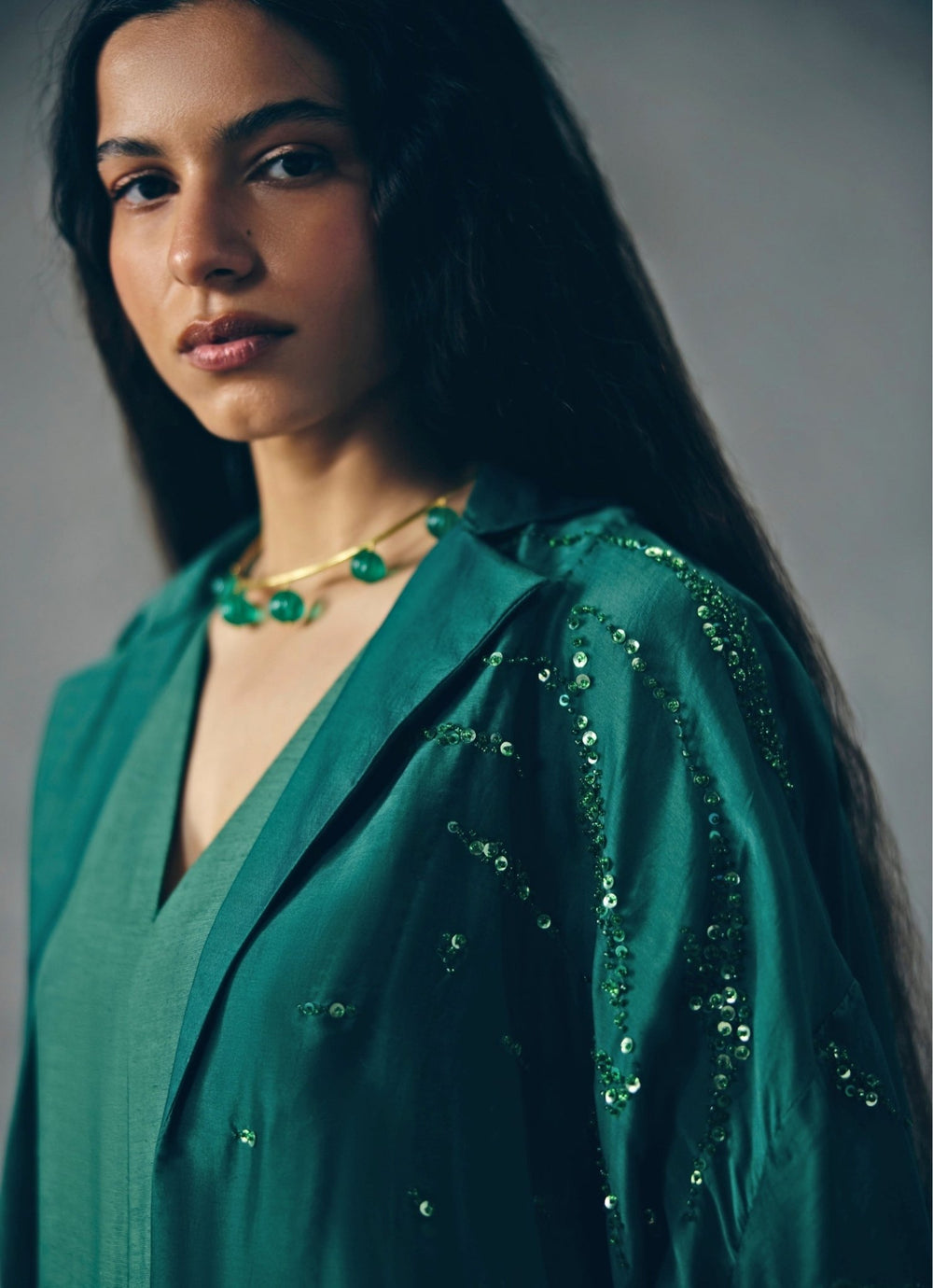 Emerald Green Relaxed Fit Jumpsuit Paulmi and Harsh X Ease - Fabilicious Fashion