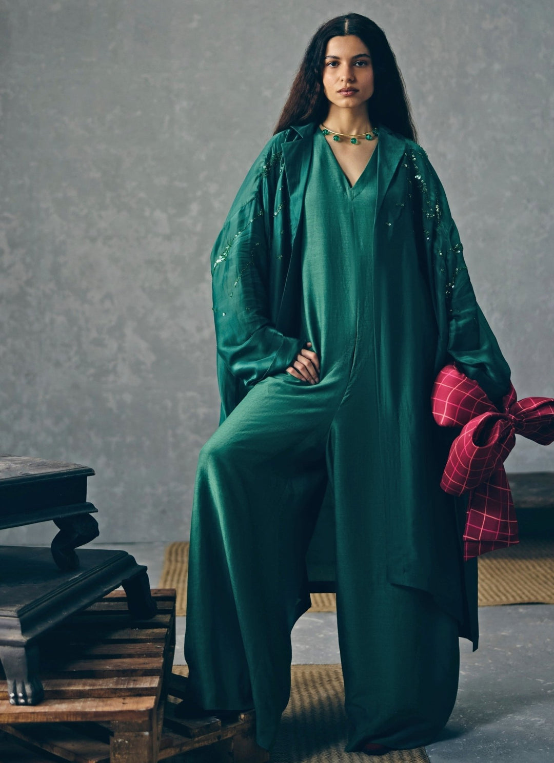 Paulmi and Harsh X Ease Emerald Green Relaxed Fit JumpsuitFabilicious Fashion