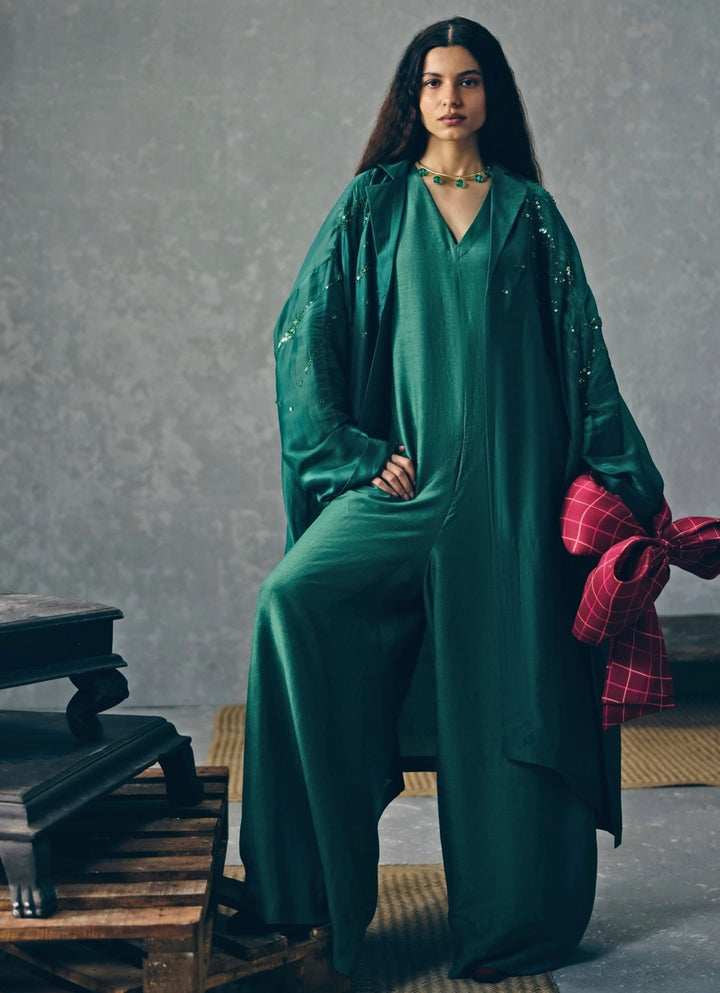 Paulmi and Harsh X Ease Emerald Green Relaxed Fit JumpsuitFabilicious Fashion