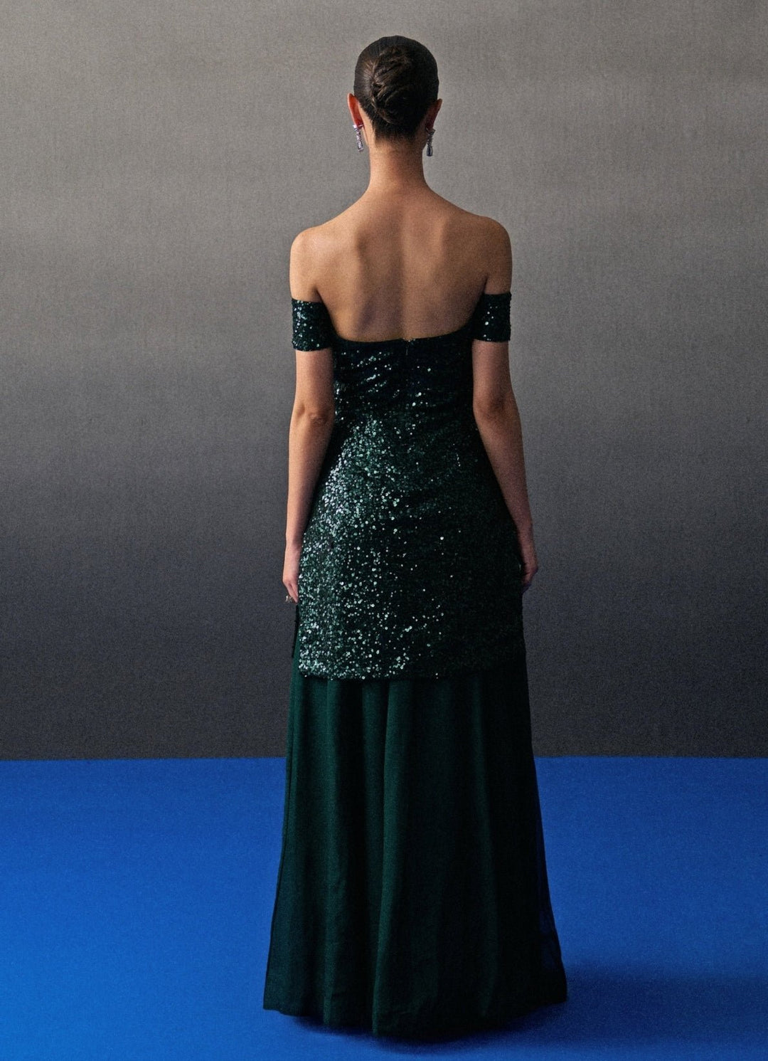 Emerald Green Sequins Embroidered Kurta Sharara Angad Singh - Fabilicious Fashion