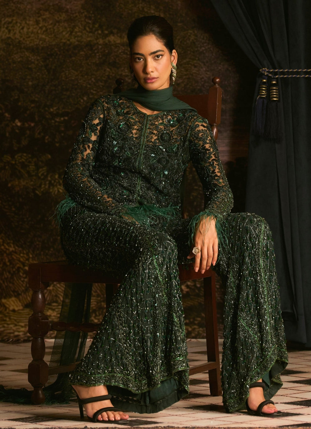 Emerald Green Sequins Embroidered Sharara Set Mani Bhatia - Fabilicious Fashion
