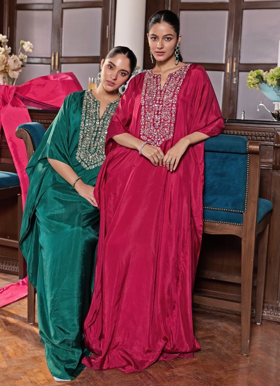 Emerald Green Silk Kaftan Seema Thukral - Fabilicious Fashion